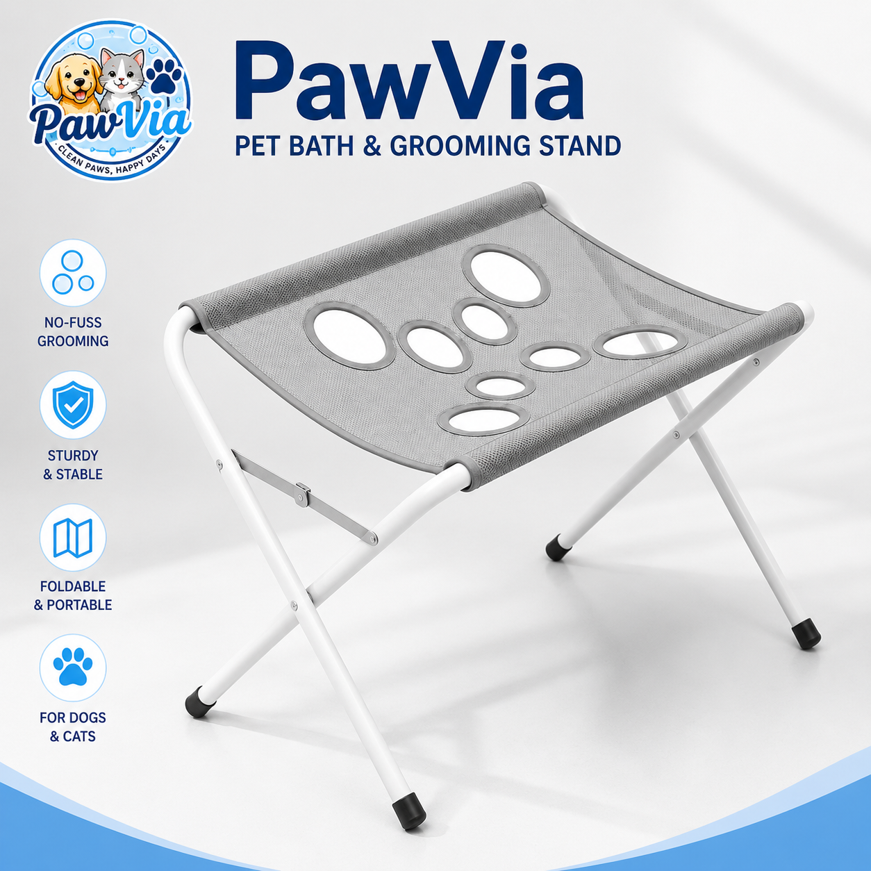 Grooming stand in use